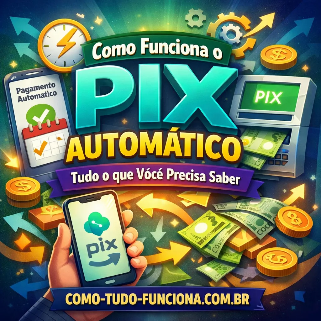 Interface de smartphone confirmando um Pix Automático de conta de luz