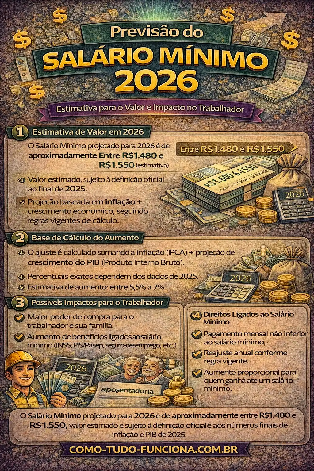 Infográfico técnico do reajuste do salário mínimo