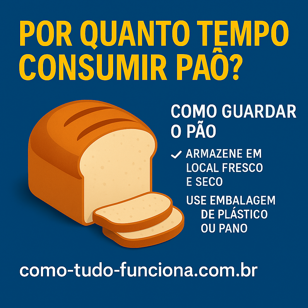 Pão de forma fatiado com dicas de armazenamento, com o título Por quanto tempo consumir pão?