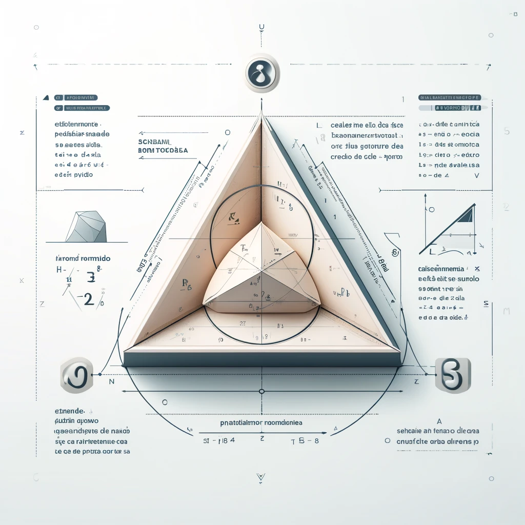 Desenho técnico de um triângulo com anotações matemáticas