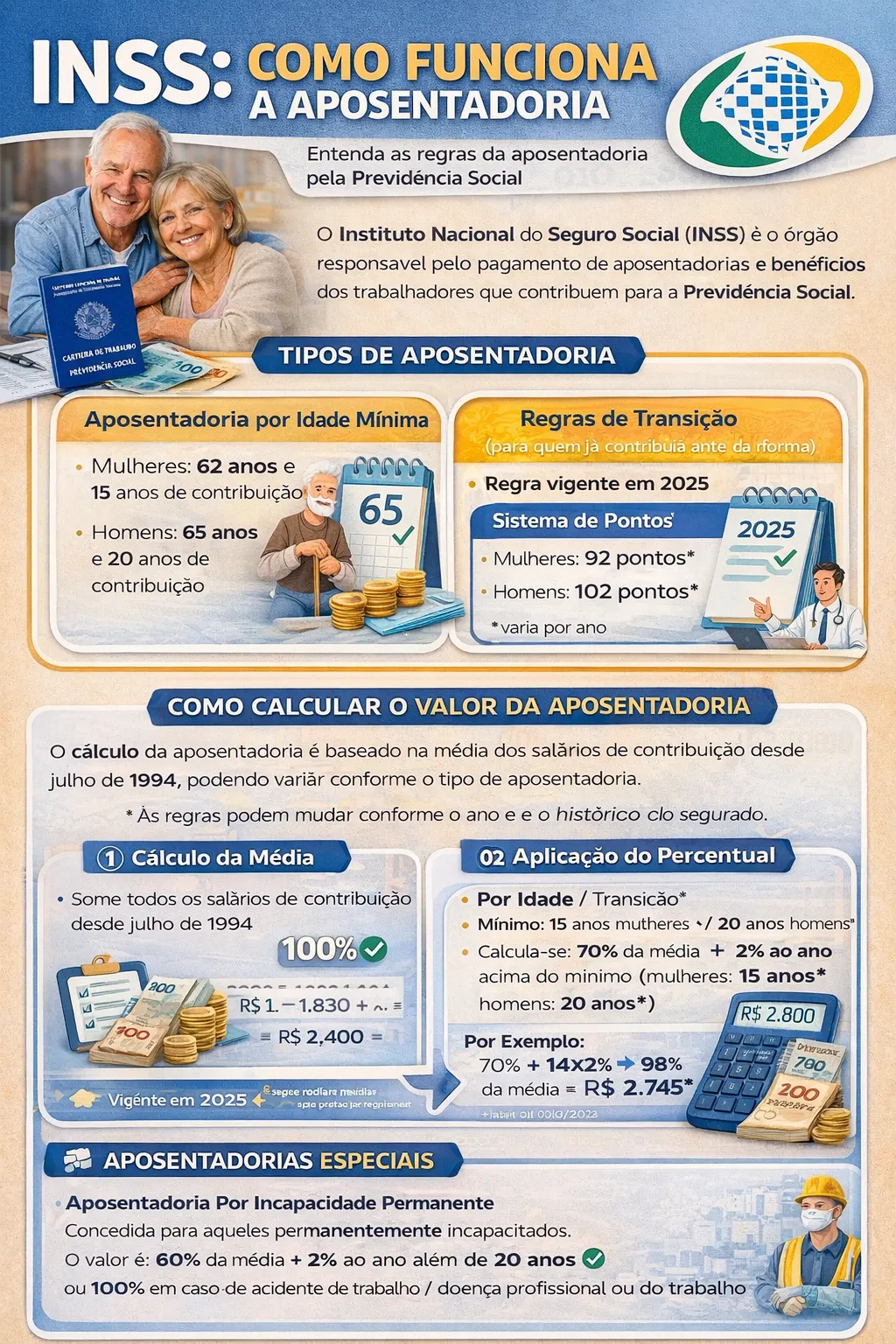 Infográfico detalhado do fluxo de aposentadoria no Brasil