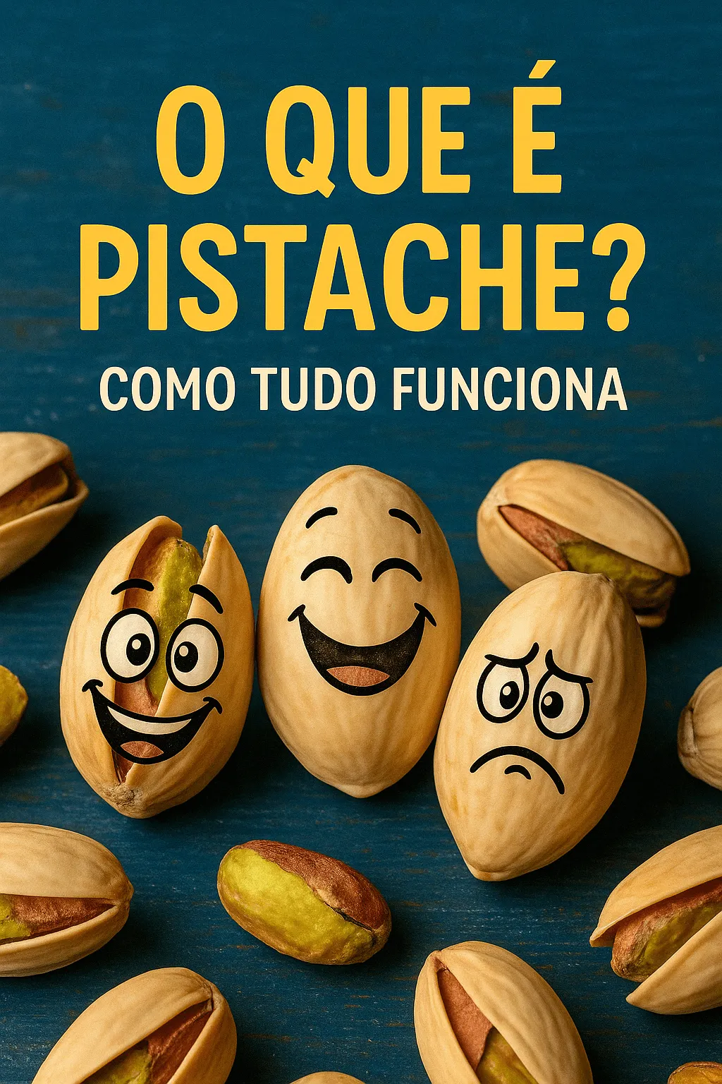 Pistaches com rostinhos desenhados, com o título O que é pistache?