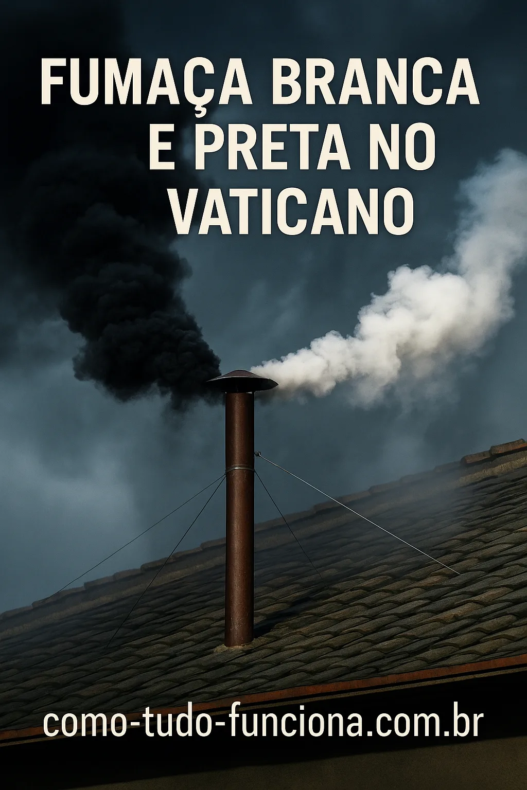 Chaminé da Capela Sistina emitindo fumaça branca e preta